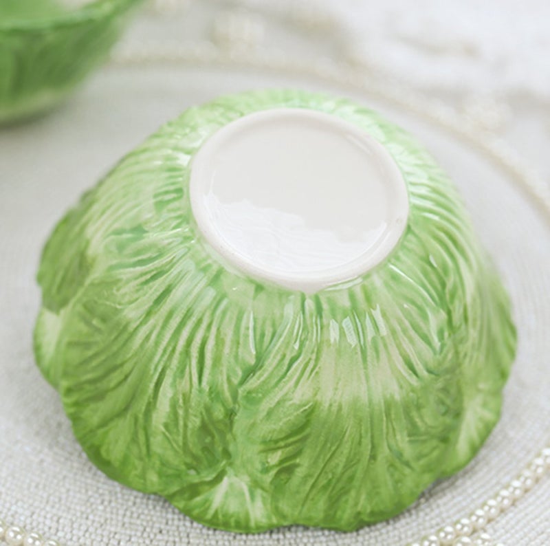 WAIT FLY Cute Cartoon Cabbage with Rabbit Shaped Ceramic Bowls Rice Bowls/ Salad Bowls/ Soup Bowls/ Saucer - Image 3
